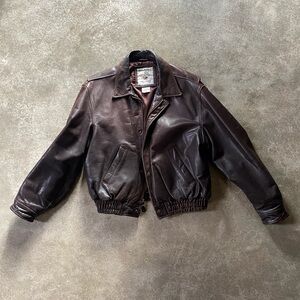 Banana Republic Vintage Dark Brown Leather Bomber Jacket